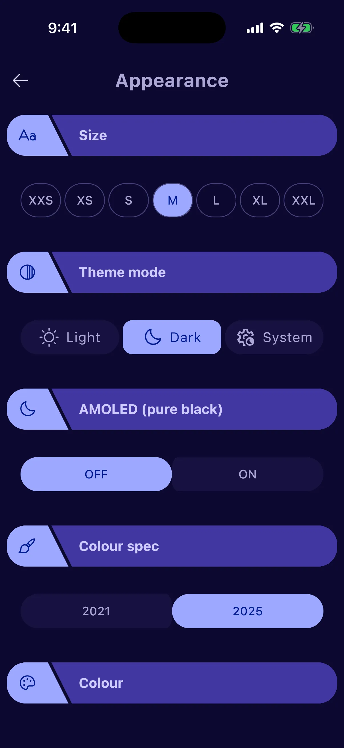 Tivelio appearance settings